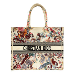 CHRISTIAN DIOR CANVAS EMBROIDERED LARGE JARDIN D’HIVER BOOK TOTE 