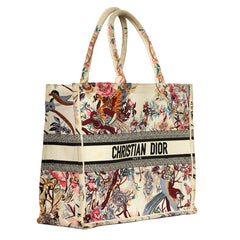 CHRISTIAN DIOR CANVAS EMBROIDERED LARGE JARDIN D’HIVER BOOK TOTE 