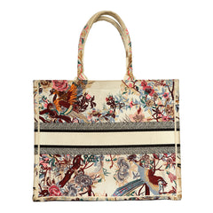 CHRISTIAN DIOR CANVAS EMBROIDERED LARGE JARDIN D’HIVER BOOK TOTE 