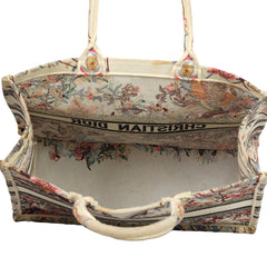 CHRISTIAN DIOR CANVAS EMBROIDERED LARGE JARDIN D’HIVER BOOK TOTE 