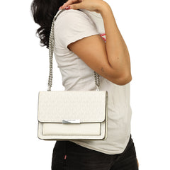 MICHAEL KORS JADE LOGO PRINT CANVAS SHOULDER BAG 