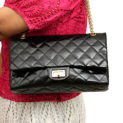 CHANEL QUILTED PATENT LEATHER CHANEL 2.55 REISSUE FLAP BAG