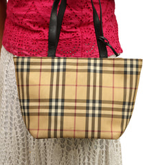 BURBERRY NOVA CHECK CANVAS TOTE BAG