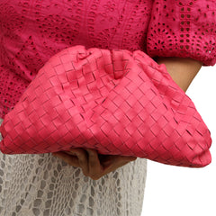 Bottega Venetta Intrecciato Hot Pink Clutch
