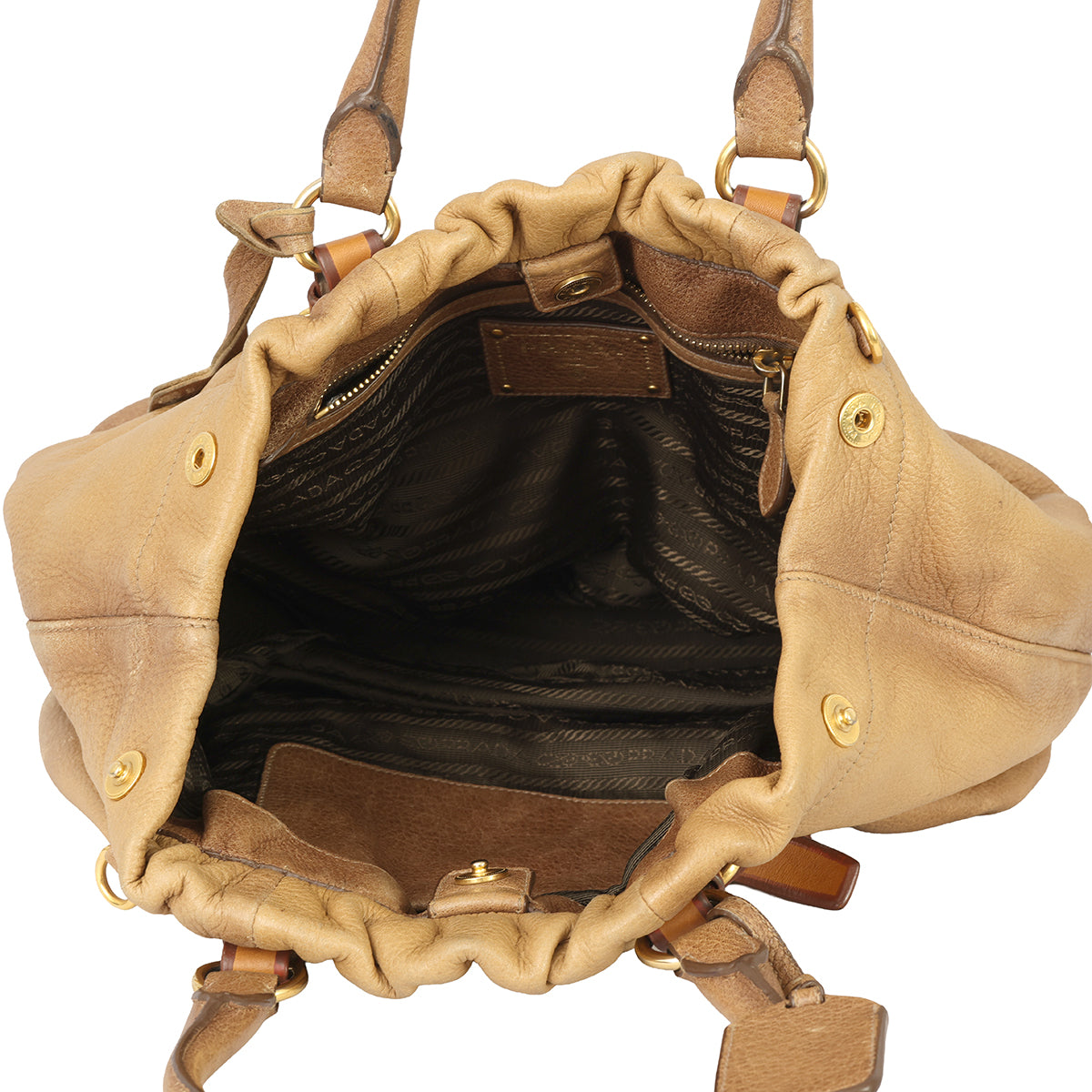 PRADA 2 WAY CALFSKIN LEATHER HANDBAG 