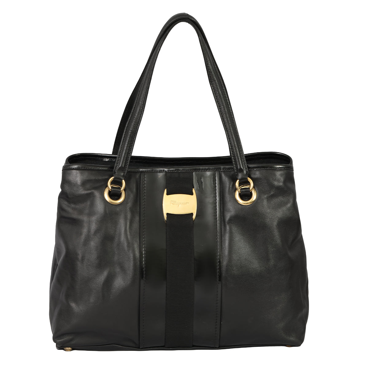 SALVATORE FERRAGAMO VARA VERTICAL GROSGRAIN RIBBON SHOULDER BAG 