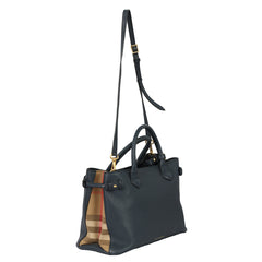 BURBERRY LEATHER AND HOUSE CHECK MEDIUM BANNER BAG 