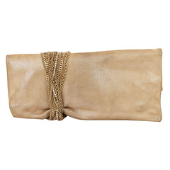 JIMMY CHOO CHANDRA GOLD SHIMMER CLUTCH 