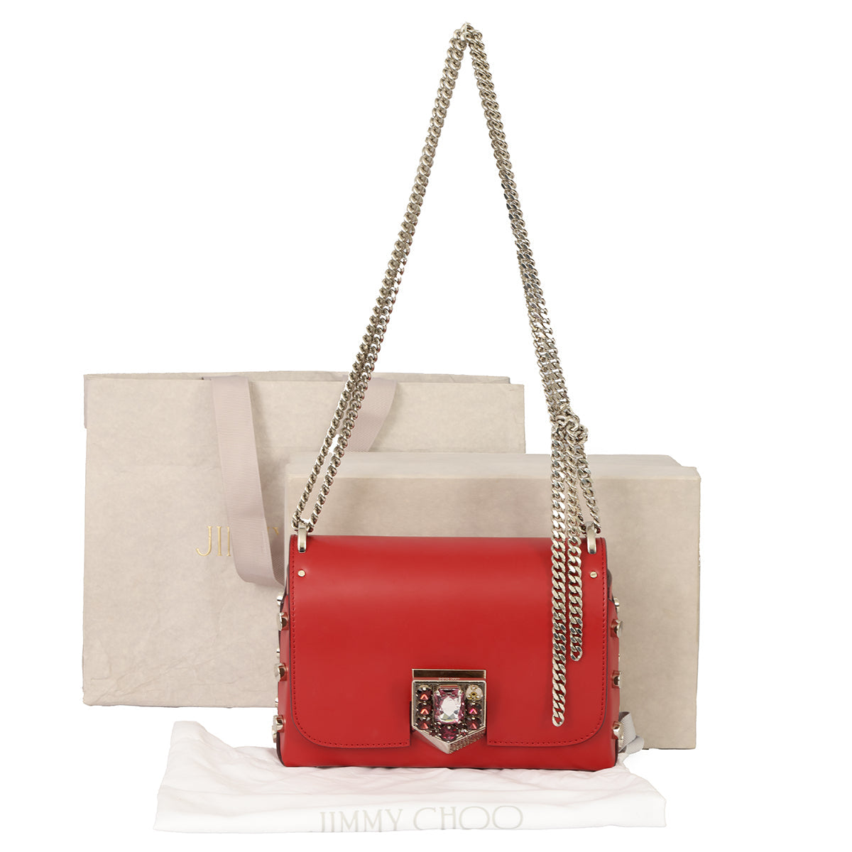 JIMMY CHOO CHAIN STRAP CONVERTIBLE HOBO SHOULDER BAG 