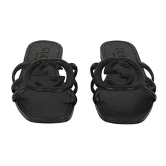 GUCCI SIZE EU 37 GG BLACK FLATS 