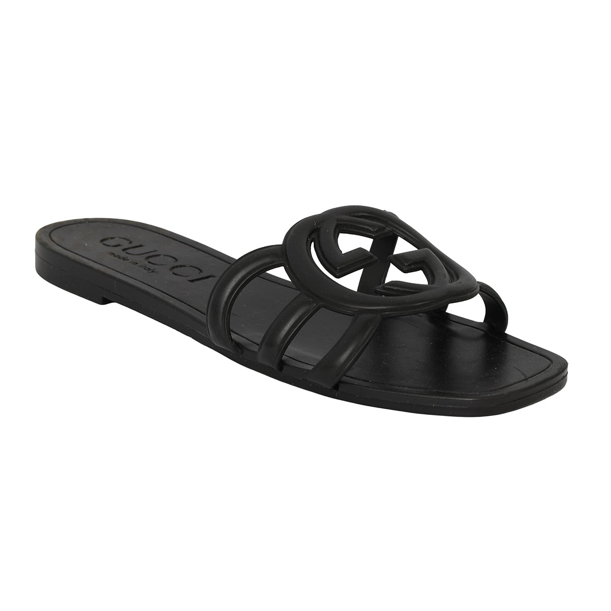 GUCCI SIZE EU 37 GG BLACK FLATS 