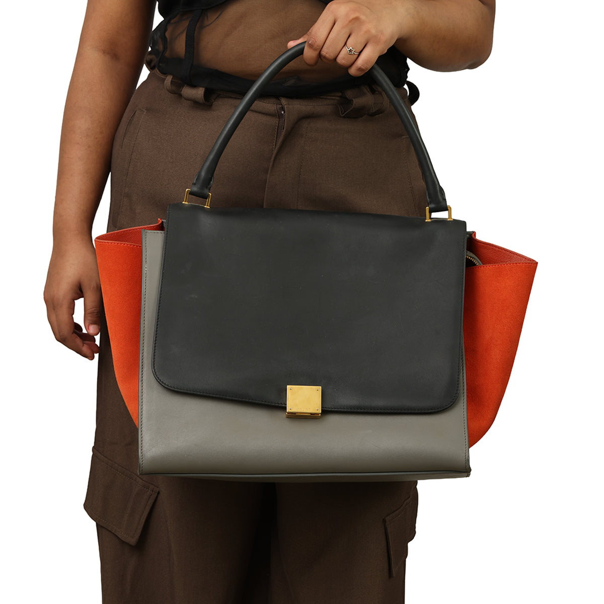 CELINE TRAPEZE LARGE TRI-COLOR HANDBAG 