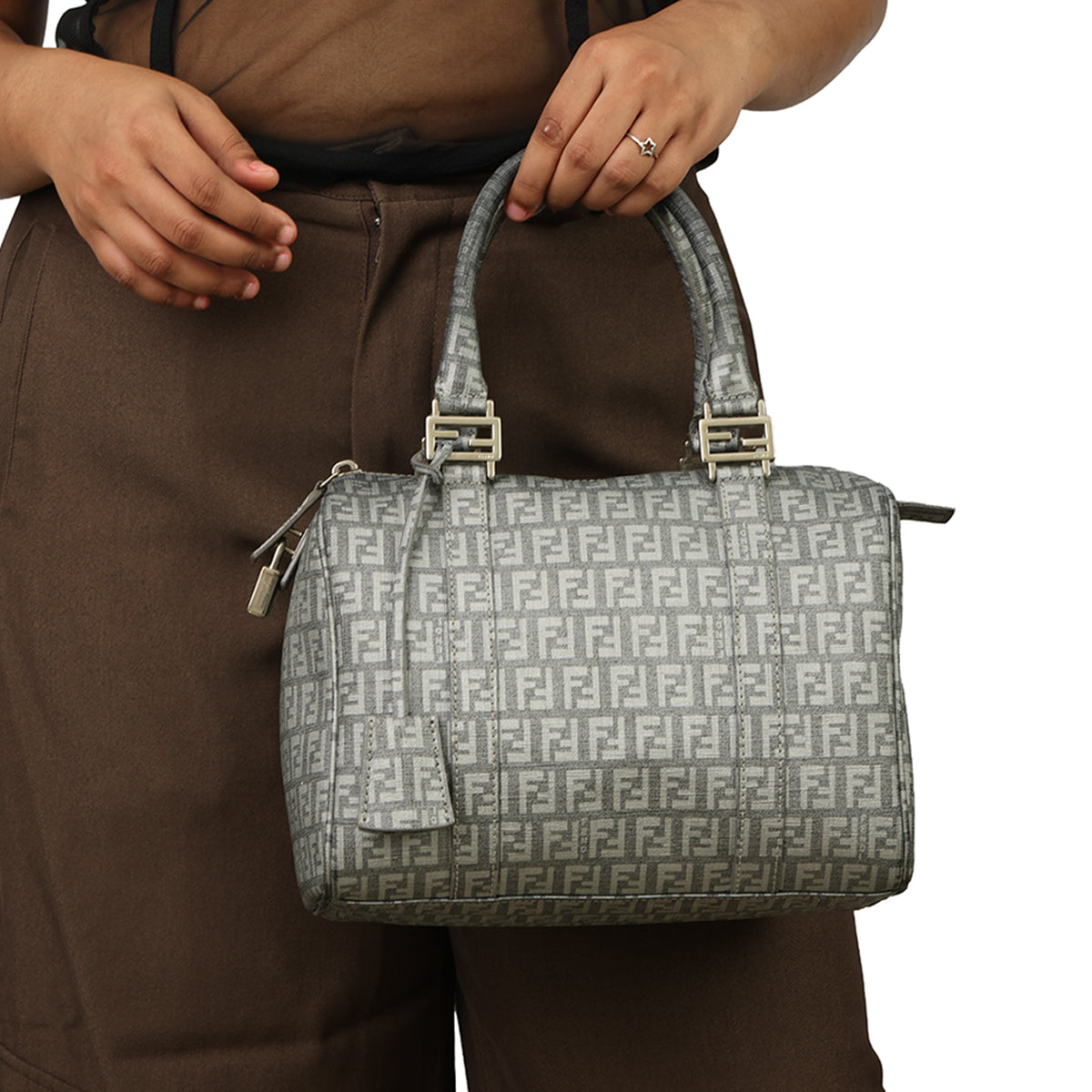 FENDI FOREVER BAULETTO ZUCCA BOSTON BAG 