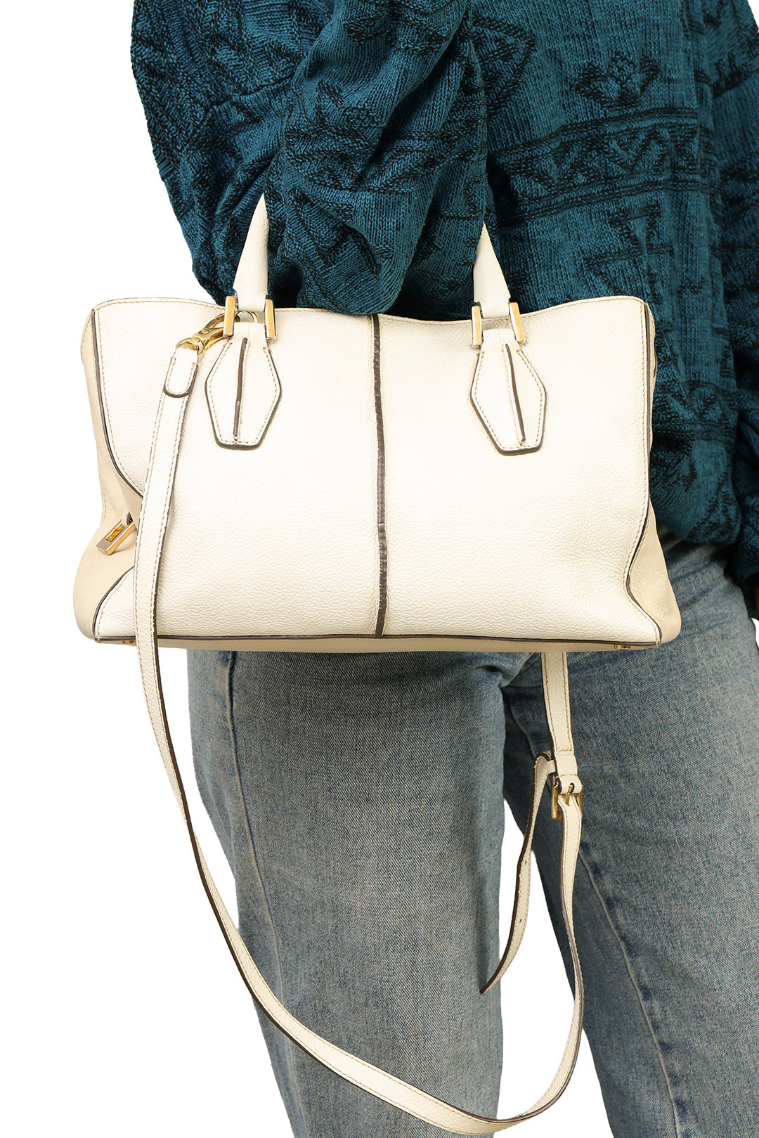 TOD’S D- CUBE 2 WAY WHITE BAG 