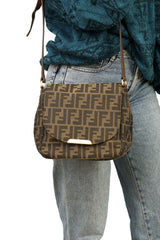 FENDI TABACCO ZUCCA CANVAS MONOGRAM  CROSSBODY BAG 