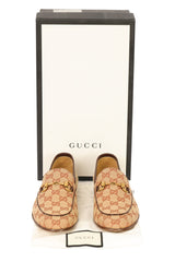 GUCCI SIZE 7/ EU:41 HORSEBIT MONOGRAM CANVAS LOAFERS 