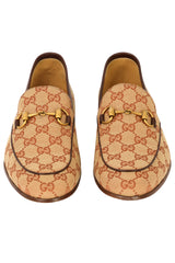 GUCCI SIZE 7/ EU:41 HORSEBIT MONOGRAM CANVAS LOAFERS 