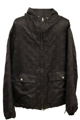 Gucci Size : 46/SMALL GG MONOGRAM LOOSE FIT NYLON  ZIP-UP HOODIE 