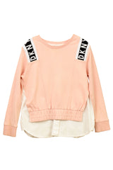 DKNY SIZE: 7 YEARS  PEACH SWEATSHIRT 