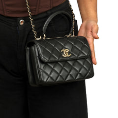 CHANEL TRENDY CC TOP HANDLE LAMBSKIN LEATHER HANDBAG