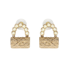 CHANEL PEARL QUILTED CC FLAP BAG EARRINGS
