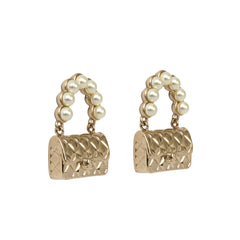 CHANEL PEARL QUILTED CC FLAP BAG EARRINGS