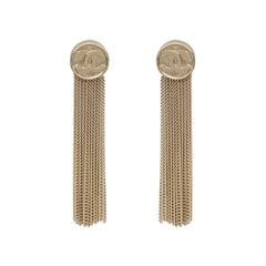 CHANEL ROUND CC MEDALLION TASSEL FRINGE EARRINGS