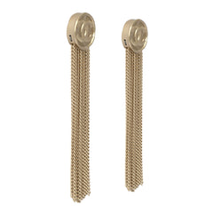 CHANEL ROUND CC MEDALLION TASSEL FRINGE EARRINGS