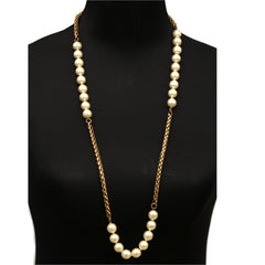 CHANEL PEARL INTERTWINED GOLD TONE VINTAGE LONG NECKLACE