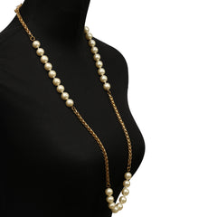CHANEL PEARL INTERTWINED GOLD TONE VINTAGE LONG NECKLACE