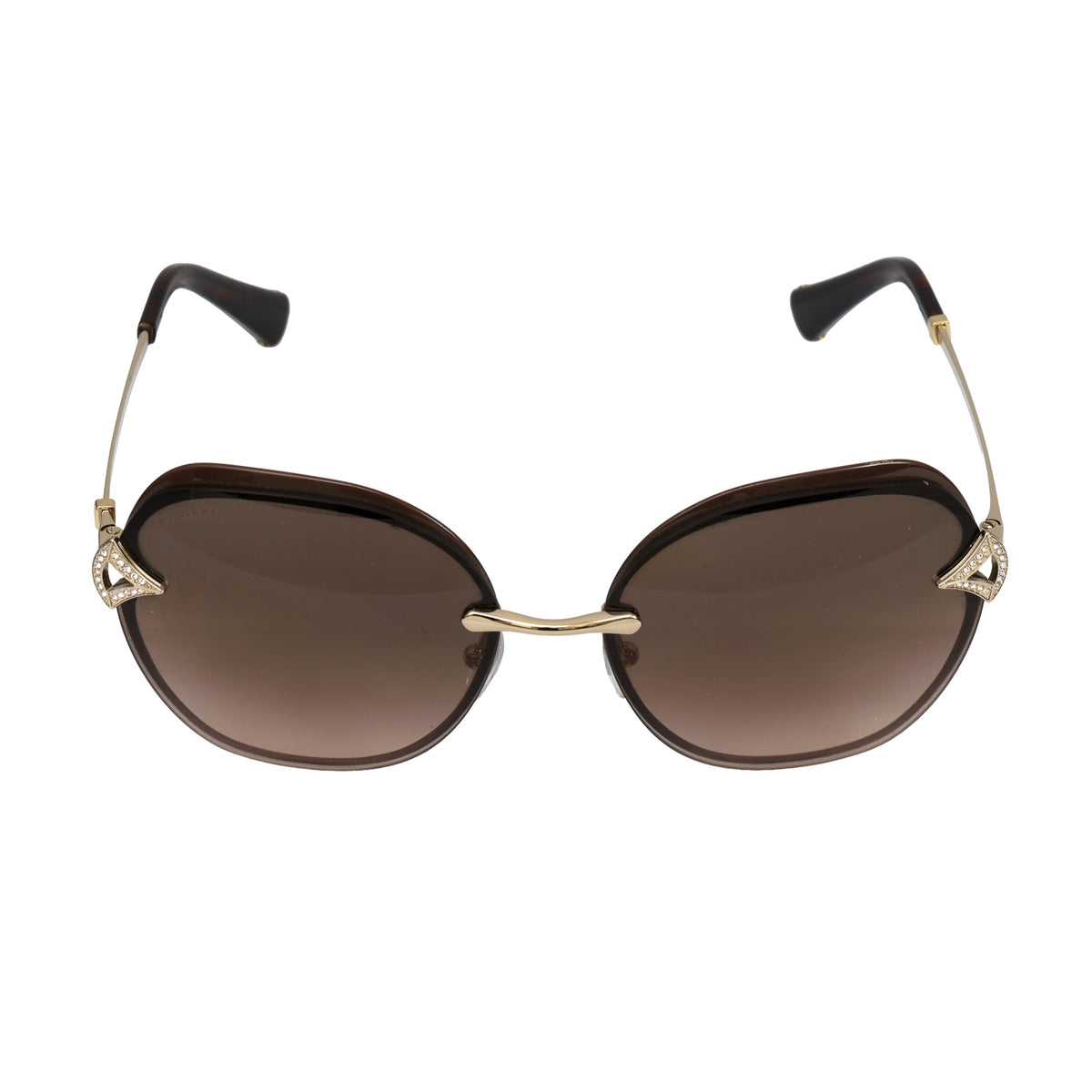 BVLGARI RIMESTONE EMBELISHED OVAL FRAME SUNGLASSES