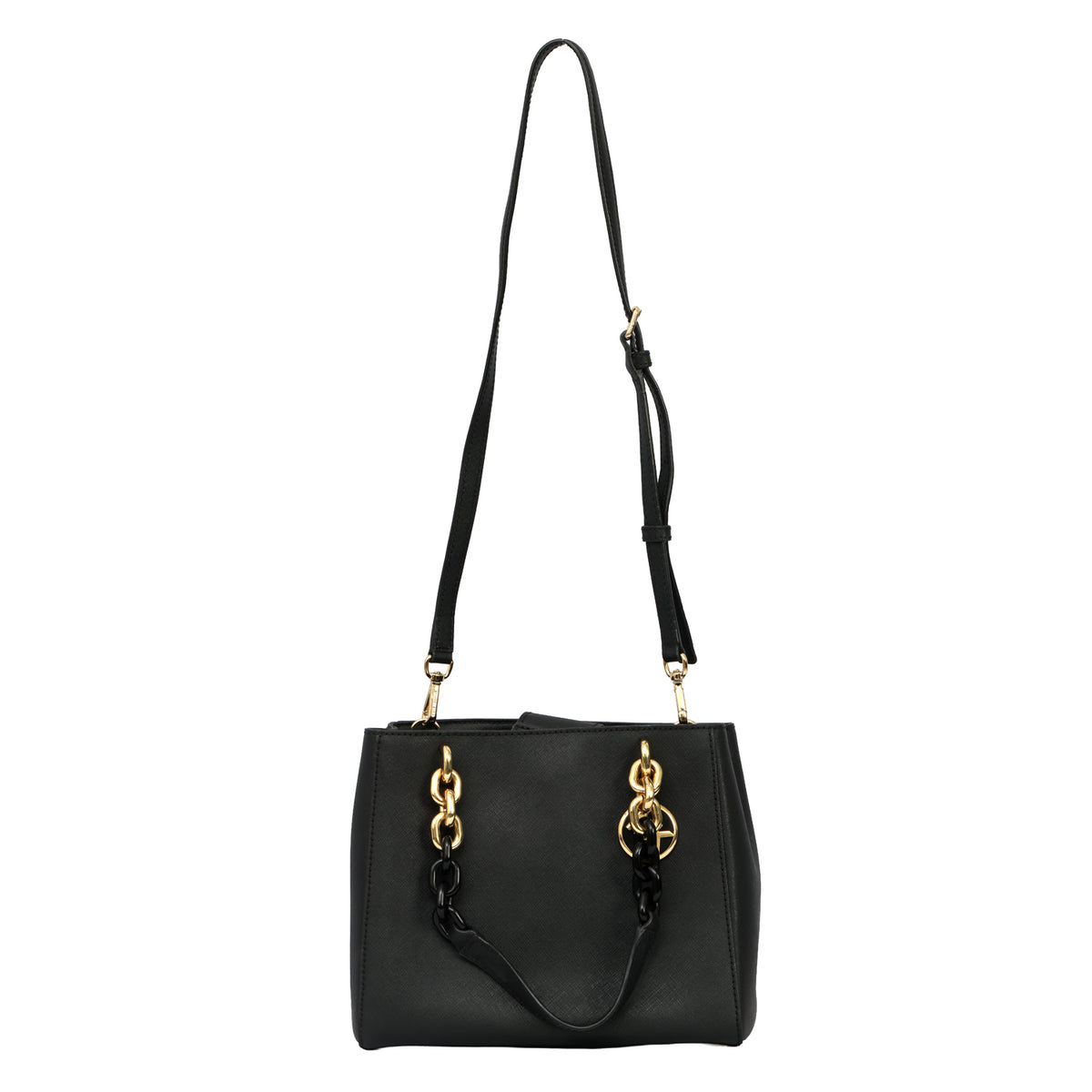 MICHAEL KORS CYNTHIA GOLD TONE CHAIN HANDLE SATCHEL BAG