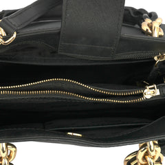 MICHAEL KORS CYNTHIA GOLD TONE CHAIN HANDLE SATCHEL BAG