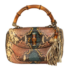 GUCCI NEW BAMBOO PYTHON TOP HANDLE BAG