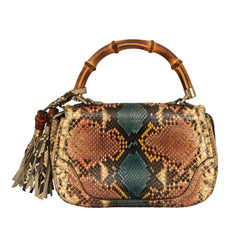 GUCCI NEW BAMBOO PYTHON TOP HANDLE BAG