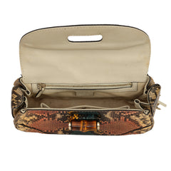 GUCCI NEW BAMBOO PYTHON TOP HANDLE BAG