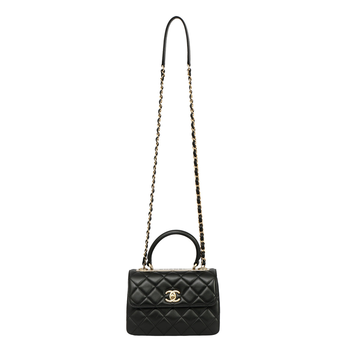 CHANEL TRENDY CC TOP HANDLE LAMBSKIN LEATHER HANDBAG