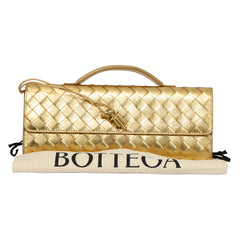 BOTTEGA VENETA ANDIAMO LONG GOLDEN CLUTCH