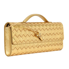 BOTTEGA VENETA ANDIAMO LONG GOLDEN CLUTCH