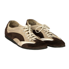 SALVATORE FERRAGAMO EU 43.5 SUEDE COLORBLOCK SNEAKERS