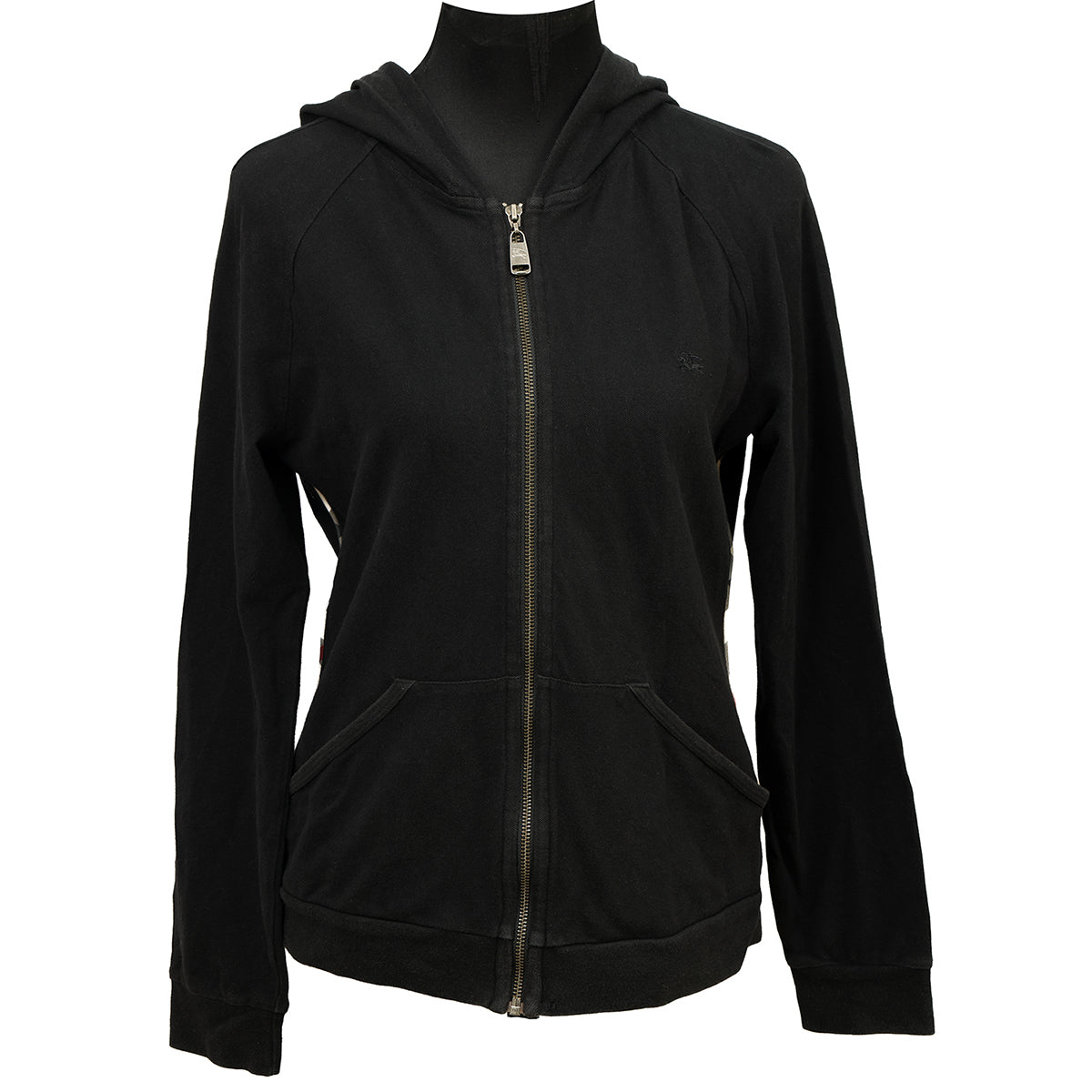 BURBERRY SIZE: L BLACK ZIP-UP HOODIE