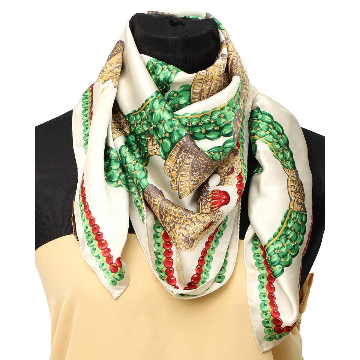 ROBERTO CAVALLI SILK ORNATE DESIGN SQUARE SCARF