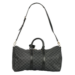 LOUIS VUITTON KEEPALL BANDDOULIERE 45 DAMIER GRAPHITE  CANVAS TRAVEL BAG