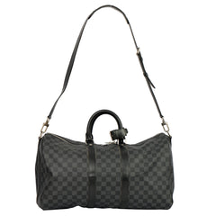 LOUIS VUITTON KEEPALL BANDDOULIERE 45 DAMIER GRAPHITE  CANVAS TRAVEL BAG