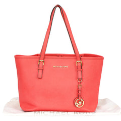 MICHAEL KORS JET SET TRAVEL SAFFIANO  LEATHER TOTE BAG