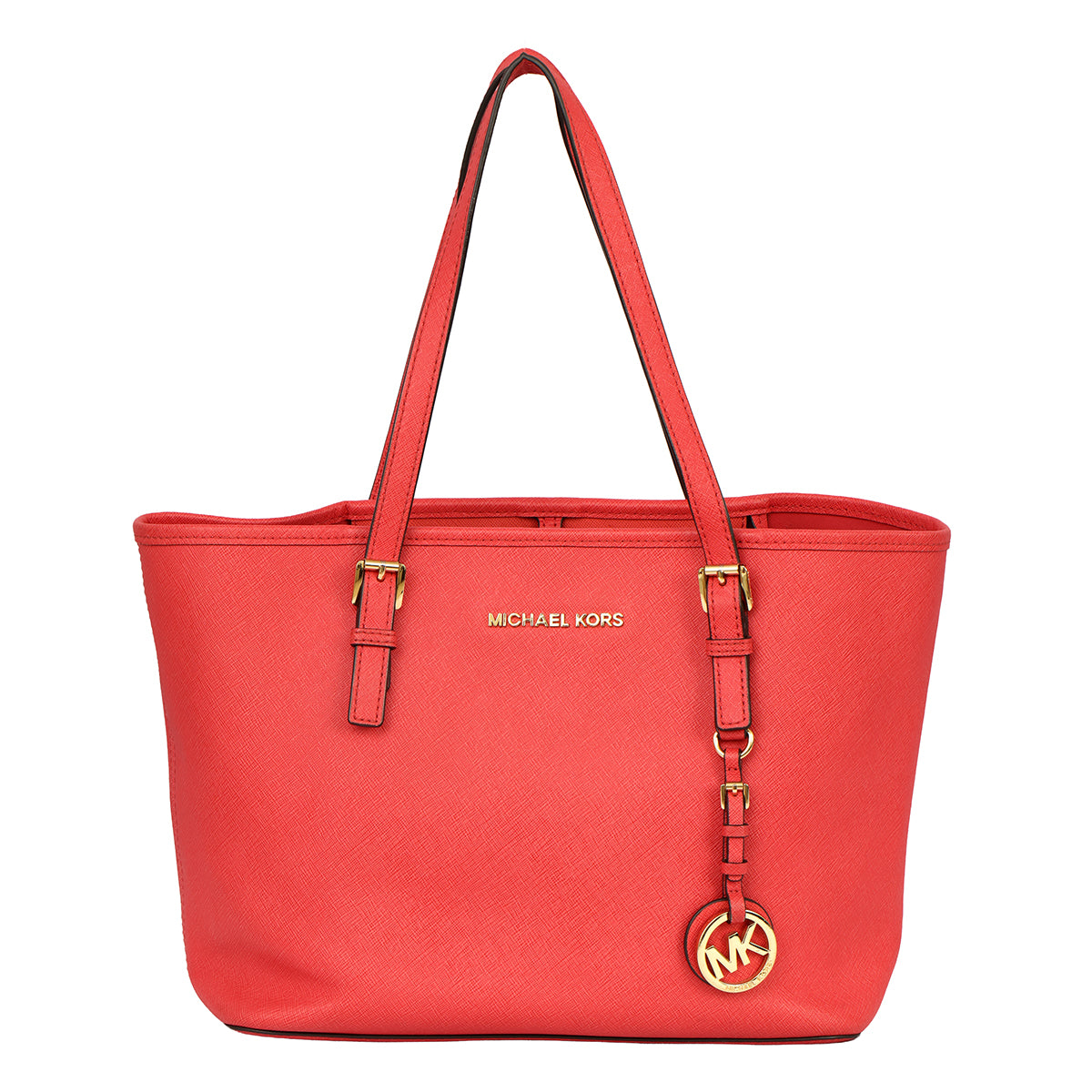 MICHAEL KORS JET SET TRAVEL SAFFIANO  LEATHER TOTE BAG