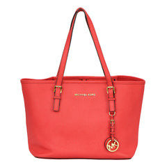 MICHAEL KORS JET SET TRAVEL SAFFIANO  LEATHER TOTE BAG