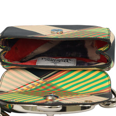 VIVIENNE WESTWOOD JODDIE BLACK TARTAN COATED CANVAS SADDLE BAG