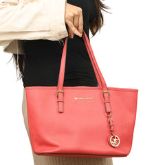 MICHAEL KORS JET SET TRAVEL SAFFIANO  LEATHER TOTE BAG