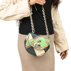 VIVIENNE WESTWOOD JODDIE BLACK TARTAN COATED CANVAS SADDLE BAG